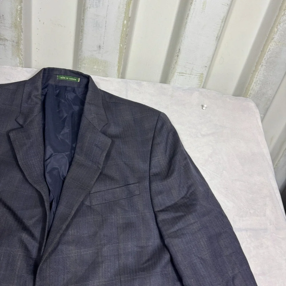 Lauren Ralph Lauren Mens Sport Coat Blazer Blue Plaid Wool Lined‎ Two Button 44R